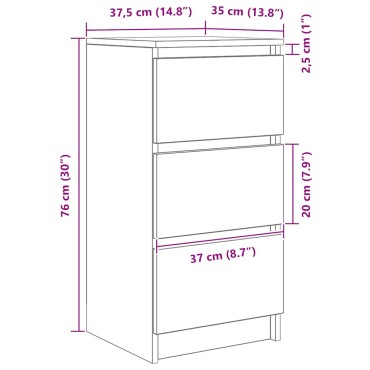 vidaXL Μπουφές Αρτισιανή Δρυς 37,5x35x76cm από Επεξεργασμένο Ξύλο 1 τεμ.