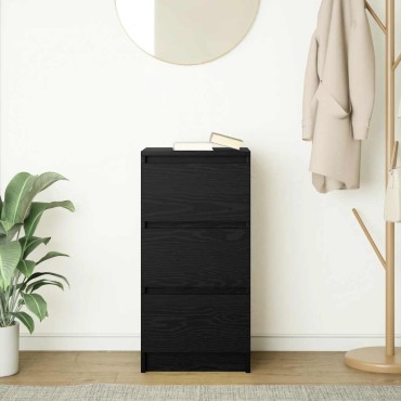 vidaXL Συρταριέρα Μαύρη βελανιδιά 37,5x35x76cm Κατασκευασμένο ξύλο 1 τεμ.