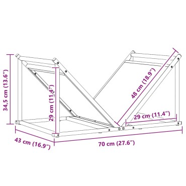 vidaXL Ράφι Καυσόξυλων Μαύρο 70x43x34,5 εκ. Χάλυβας ψυχρής έλασης