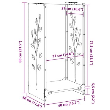 vidaXL Ραφιέρα Καυσόξυλων 40x30x80 εκ. από Ανοξείδωτο ατσάλι