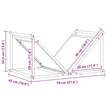 vidaXL Ράφι Καυσόξυλων 70x43x34,5 εκ. Χάλυβας ψυχρής έλασης