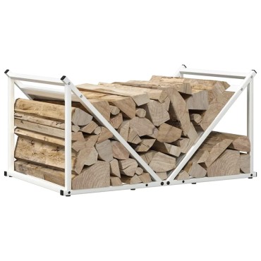 vidaXL Ράφι Καυσόξυλων Λευκό 70x43x34,5 εκ. Χάλυβας ψυχρής έλασης
