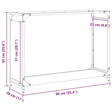 vidaXL Ράφι Καυσόξυλων Ανθρακί 90x28x65 εκ. Χάλυβας ψυχρής έλασης