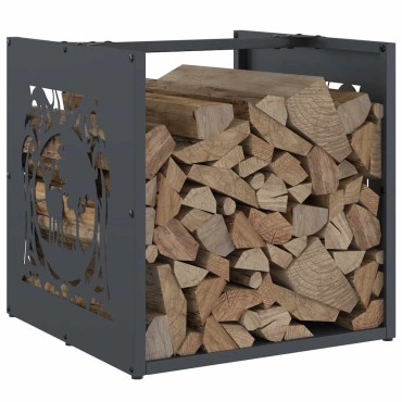 vidaXL Ράφι Καυσόξυλων Ανθρακί 40x40x40 εκ. Χάλυβας ψυχρής έλασης