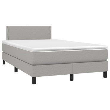 vidaXL Κρεβάτι Boxspring με Στρώμα & LED Αν.Γκρι 120x190εκ. Υφασμάτινο