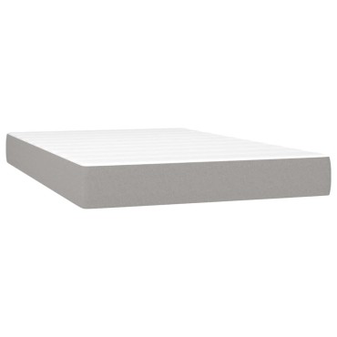 vidaXL Κρεβάτι Boxspring με Στρώμα & LED Αν.Γκρι 120x190εκ. Υφασμάτινο