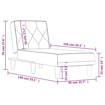 vidaXL Ανάκλιντρο μΑΎΡΟ Βελούδινο 55x140x70cm 1 τεμ.