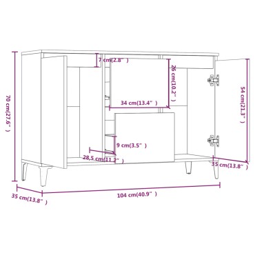 vidaXL Μπουφές Καφέ Δρυς 104x35x70cm από Επεξεργασμένο Ξύλο 1 τεμ.