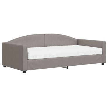 vidaXL Καναπές Κρεβάτι με Στρώμα Taupe 100 x 200 εκ. Υφασμάτινο