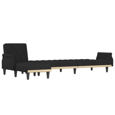 vidaXL Καναπές Κρεβάτι Γωνιακός Μαύρος 271x140x70cm Βελούδινος 1 τεμ.