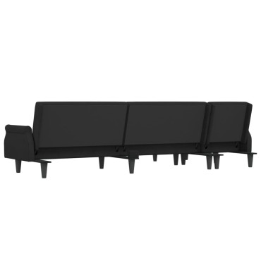 vidaXL Καναπές Κρεβάτι Γωνιακός Μαύρος 271x140x70cm Βελούδινος 1 τεμ.
