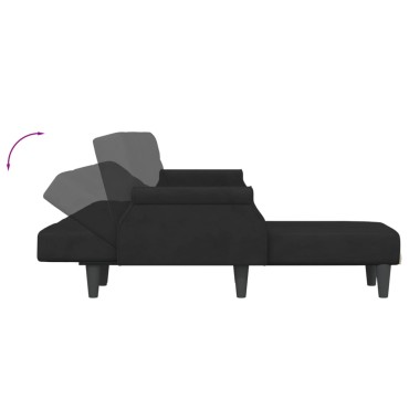 vidaXL Καναπές Κρεβάτι Γωνιακός Μαύρος 271x140x70cm Βελούδινος 1 τεμ.