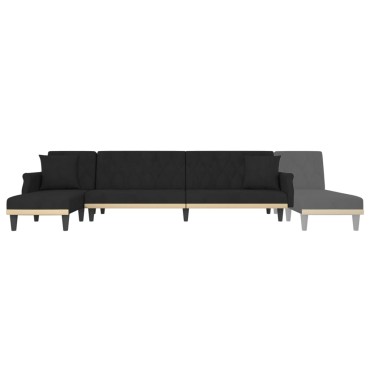 vidaXL Καναπές Κρεβάτι Γωνιακός Μαύρος 271x140x70cm Βελούδινος 1 τεμ.
