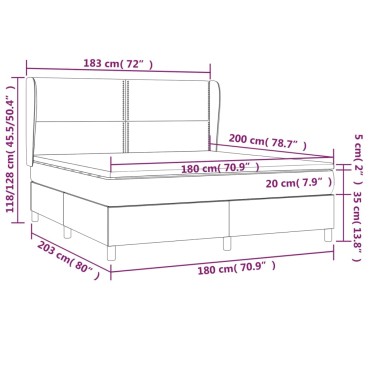 vidaXL Κρεβάτι Boxspring με Στρώμα Σκούρο Πράσινο 180x200εκ. Βελούδινο
