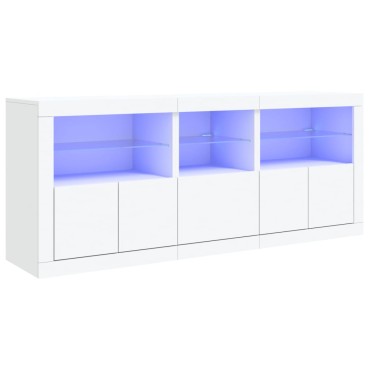 vidaXL Μπουφές με Φώτα LED Λευκός 162x37x67cm 1 τεμ.