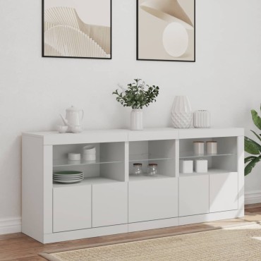 vidaXL Μπουφές με Φώτα LED Λευκός 162x37x67cm 1 τεμ.
