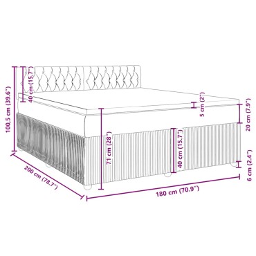 vidaXL Κρεβάτι Boxspring με Στρώμα Σκούρο Πράσινο 180x200εκ. Βελούδινο