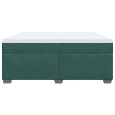 vidaXL Κρεβάτι Boxspring με Στρώμα Σκούρο Πράσινο 180x200εκ. Βελούδινο