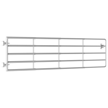 vidaXL Πόρτα Αγροκτήματος με 5 Μπάρες Ασημί (115-300)x90 εκ. Ατσάλινη