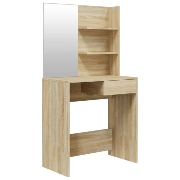 vidaXL Μπουντουάρ με Καθρέφτη Sonoma Δρυς 74,5x40x141cm