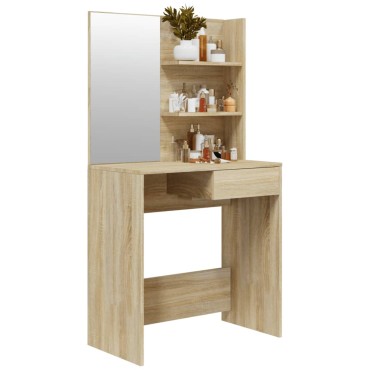 vidaXL Μπουντουάρ με Καθρέφτη Sonoma Δρυς 74,5x40x141cm