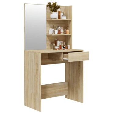 vidaXL Μπουντουάρ με Καθρέφτη Sonoma Δρυς 74,5x40x141cm