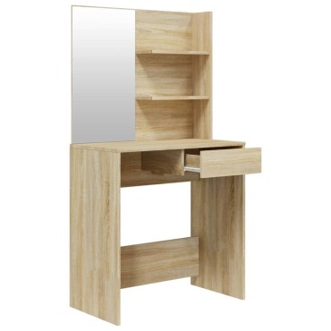 vidaXL Μπουντουάρ με Καθρέφτη Sonoma Δρυς 74,5x40x141cm