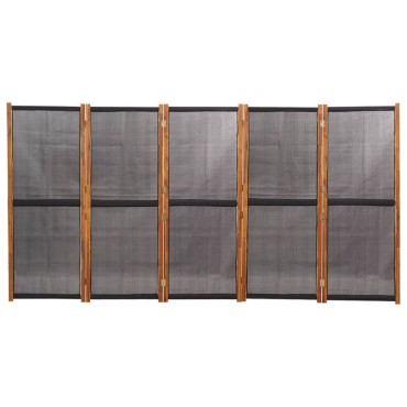 vidaXL Διαχωριστικό Δωματίου με 5 Πάνελ Μαύρο 350x180cm 1 τεμ.