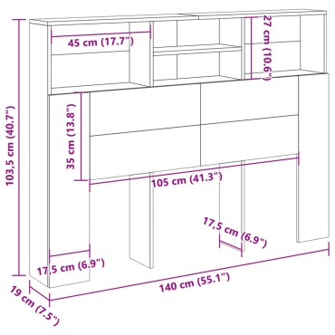 vidaXL Ντουλάπι κεφαλάρι Δρυς τεχνίτης 140x19x103,5cm