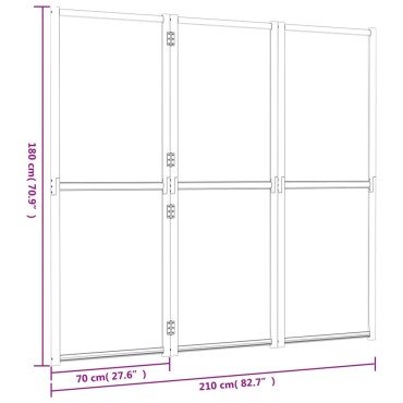 vidaXL Διαχωριστικό Δωματίου με 3 Πάνελ Μαύρο 210x180cm 1 τεμ.