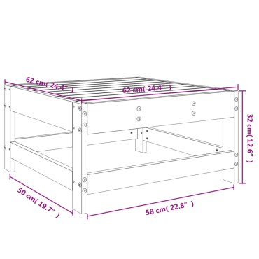 vidaXL Υποπόδιο Κήπου από Μασίφ Ξύλο Πεύκου 62x62x32cm 1 τεμ. Γωνιακός