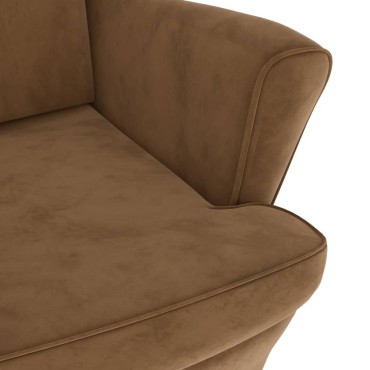 vidaXL Πολυθρόνα Καφέ από Βελούδο με Σκαμπό 78x90x96,5cm 1 τεμ.