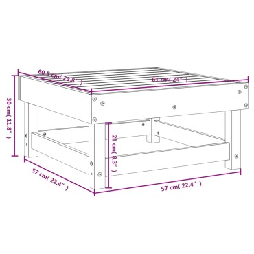 vidaXL Υποπόδιο Κήπου από Μασίφ Ξύλο Πεύκου 61x60,5x30cm 1 τεμ. Γωνιακός