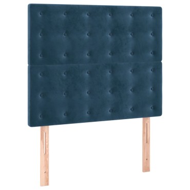 vidaXL Κρεβάτι Boxspring με Στρώμα Σκούρο Μπλε 90x200 εκ. Βελούδινο