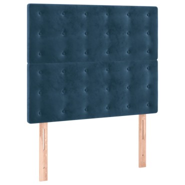 vidaXL Κρεβάτι Boxspring με Στρώμα Σκούρο Μπλε 90x200 εκ. Βελούδινο