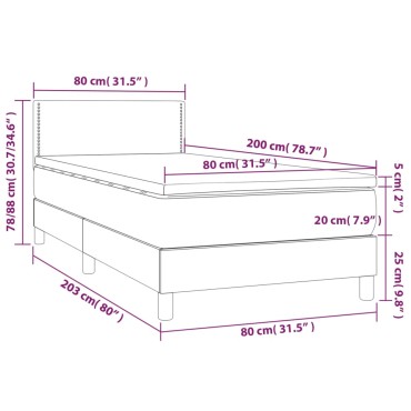 vidaXL Κρεβάτι Boxspring με Στρώμα Taupe 80x200 εκ. Υφασμάτινο