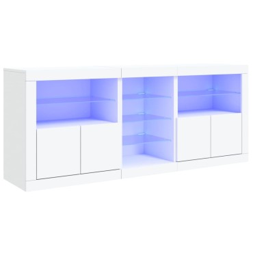 vidaXL Μπουφές με Φώτα LED Λευκός 181,5x37x67cm 1 τεμ.
