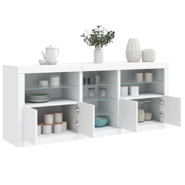 vidaXL Μπουφές με Φώτα LED Λευκός 181,5x37x67cm 1 τεμ.