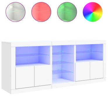 vidaXL Μπουφές με Φώτα LED Λευκός 181,5x37x67cm 1 τεμ.