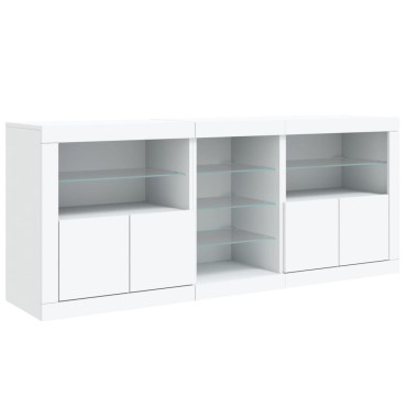 vidaXL Μπουφές με Φώτα LED Λευκός 181,5x37x67cm 1 τεμ.