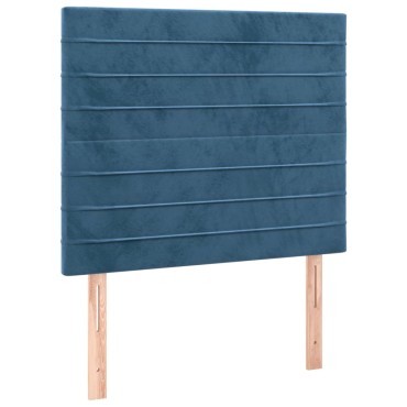 vidaXL Κρεβάτι Boxspring με Στρώμα Σκούρο Μπλε 90x200 εκ. Βελούδινο