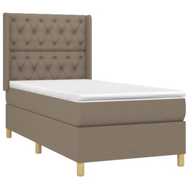 vidaXL Κρεβάτι Boxspring με Στρώμα & LED Taupe 80x200 εκ. Υφασμάτινο