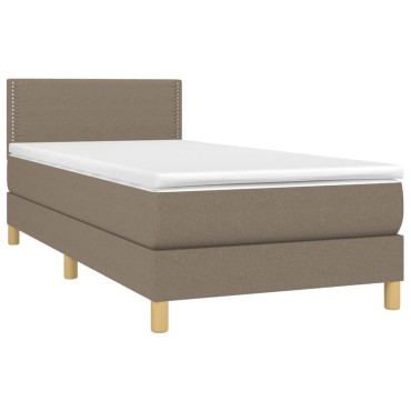 vidaXL Κρεβάτι Boxspring με Στρώμα Taupe 80x200 εκ. Υφασμάτινο