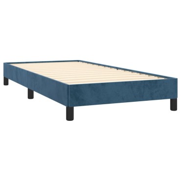 vidaXL Κρεβάτι Boxspring με Στρώμα Σκούρο Μπλε 90x200 εκ. Βελούδινο