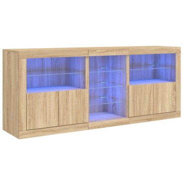 vidaXL Ντουλάπι με LED Sonoma Δρυς 181,5x37x67cm 1 τεμ.