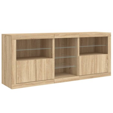 vidaXL Ντουλάπι με LED Sonoma Δρυς 181,5x37x67cm 1 τεμ.