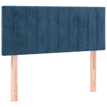 vidaXL Κρεβάτι Boxspring με Στρώμα Σκούρο Μπλε 90x200 εκ. Βελούδινο