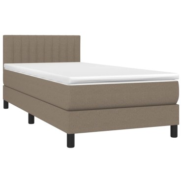 vidaXL Κρεβάτι Boxspring με Στρώμα & LED Taupe 80x200 εκ. Υφασμάτινο