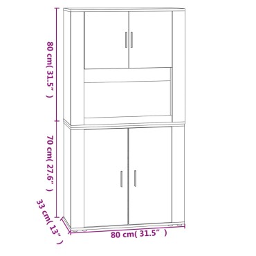 vidaXL Ντουλάπι Γκρι Sonoma από Επεξεργασμένο Ξύλο 80x33x70cm 1 τεμ.