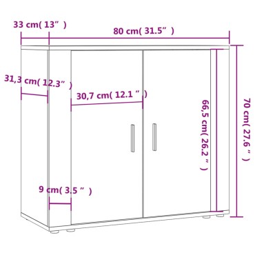 vidaXL Ντουλάπι Γκρι Sonoma 80x33x70cm από Επεξεργασμένο Ξύλο 1 τεμ.